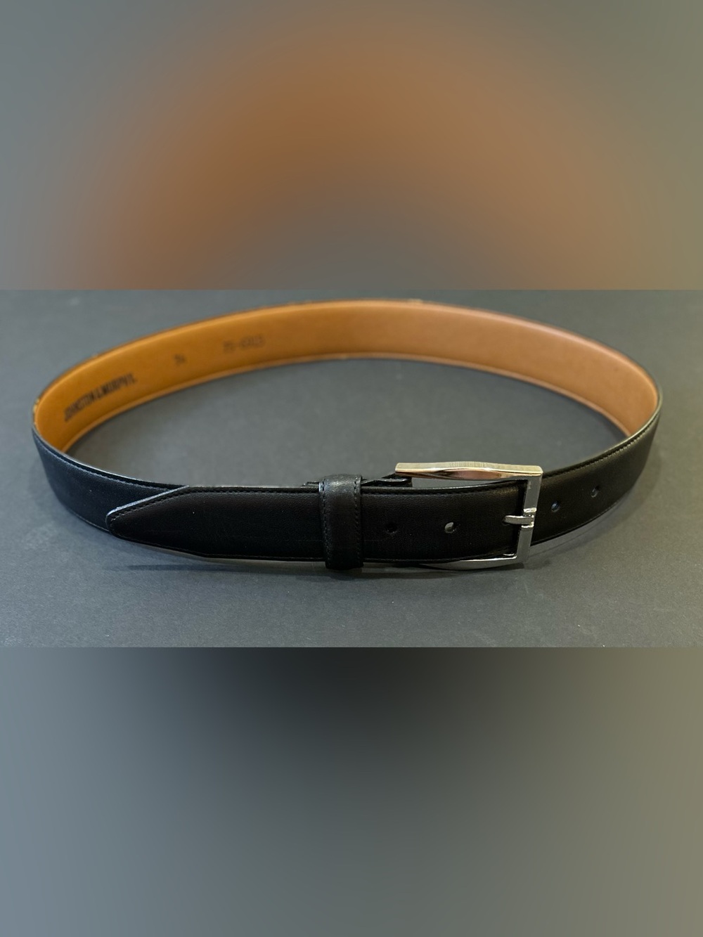 VTG 1980s-90s Johnston & Murphy Black Leather Belt with Silver Buckle USA 36